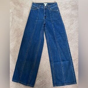 Women’s blue lined high rise jeans